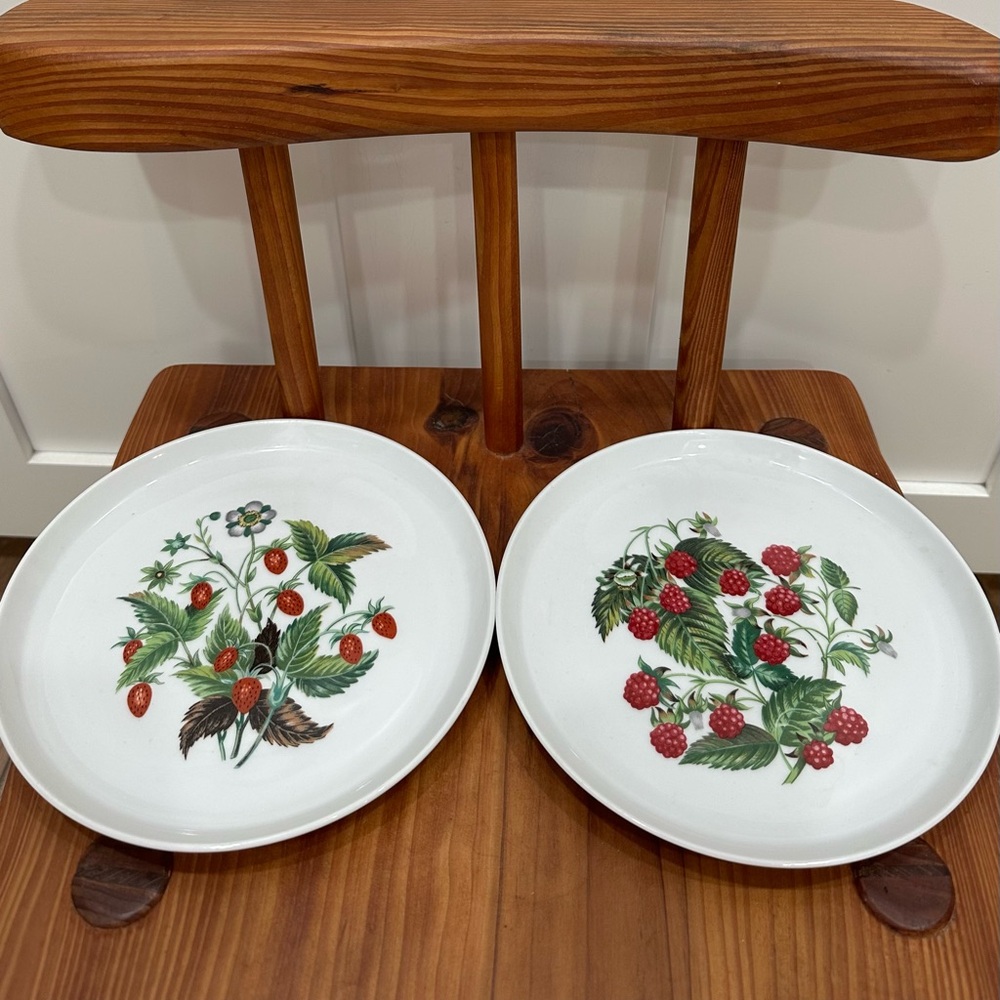 Set of 2 Porcelaine De Paris France strawberry raspberry Vintage Plates